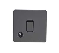 Schneider Electric Ultimate - Piastra piatta senza viti, interruttore singolo con uscita flessibile, doppio polo, 20AX, GU2413BBN, nichel nero con inserto nero