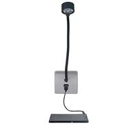 Schneider Electric Ultimate - Piastra piatta senza viti, presa singola con lampada da comodino e porte di ricarica USB, GGBGU1412BUBSS, in acciaio inox con inserto nero