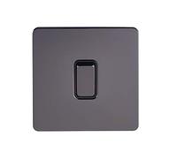 Schneider Electric Ultimate - Placca piatta senza viti, interruttore singolo per luce, 20AX, GU2410BBN, in nichel nero con inserto nero