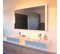 Schneider PREMIUM Line Ultimate LED armadio a specchio illuminato, 2 porte a doppio specchio, 1025x73,3x15,8cm, 182.100., Versione: Standard UE/corpo anodizzato argento