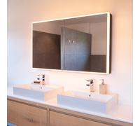 Schneider PREMIUM Line Ultimate LED armadio a specchio illuminato, 2 porte a doppio specchio, 1225x73,3x15,8cm, 182.120., Versione: Standard UE/corpo nero opaco