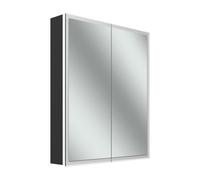 Schneider GLOW D2W armoire de toilette, 2 portes 30/30cm, 613x136x736mm, éclairage circulaire, Dim2Warm, 218.064.02.44, 218.064.02.44, Versione: Standard UE/corpo nero opaco