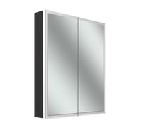 Schneider GLOW D2W armoire de toilette, 2 portes 30/30cm, 613x136x736mm, éclairage circulaire, Dim2Warm, 218.064.01.44, 218.064.01.44, Versione: CH standard/corpo nero opaco