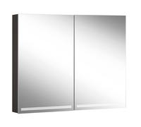 Schneider GRACELINE LED armadio a specchio illuminato, 2 porte a specchio doppio, 90x70x12cm, 116.490., Versione: Standard UE/corpo nero opaco