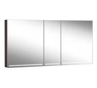 Schneider GRACELINE Armadio a specchio illuminato a LED, 3 porte a doppio specchio, 150x70x12cm, 116.550., Versione: Standard UE/corpo nero opaco