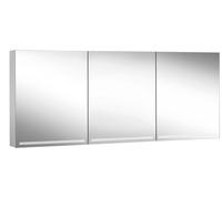 Schneider GRACELINE armadio a specchio illuminato a LED, 3 porte a specchio doppie della stessa dimensione, 180x70x12cm, 116.580., Versione: Standard UE/corpo anodizzato argento