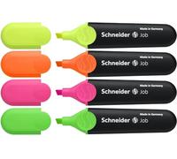 Schneider Job 150- Astuccio da 4 evidenziatori. Colori giallo/arancione/rosa/verde