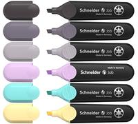 Schneider Job 150 evidenziatori pastello con sfumature di grigio (in plastica riciclata, premiato con l'angelo blu), confezione da 6 pezzi, colori assortiti, turchese, lilla, vaniglia, grigio tortora,