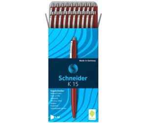 Schneider K 15 Mechanical Ballpoint Pen Type M Indelible Ink Pack of 20 Red red