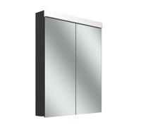 Schneider LOW plus LED Armoire de toilette, 2 portes 30/30cm, 595x120x747mm, prise à droite, éclairage en haut, 172.064.01.44, 172.064.01.44, Versione: CH standard/nero corpo opaco/4000K