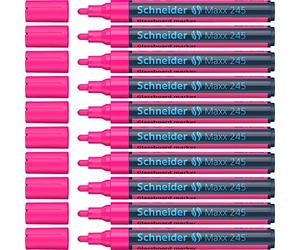 Schneider Maxx 245 - Pennarello per superfici in vetro, cancellabile a secco, confezione da 10 pezzi, colore: Rosa