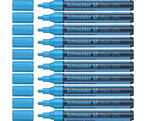Schneider Maxx 245 - Pennarello per superfici in vetro, cancellabile a secco, confezione da 10 pezzi, colore: Blu