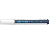 Schneider Maxx 265 - Pennarello a gesso (2 - 3 mm di spessore, lavabile con umido, a base d'acqua, inodore), 10 pezzi, bianco