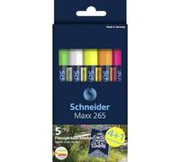 Schneider Maxx 265 - Set di 5 pennarelli a gesso (spessore del tratto: 2-3 mm, lavabile con umido, a base d'acqua, inodore)
