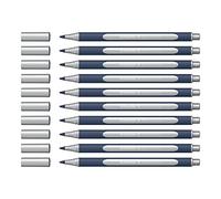 Schneider ML05001007 - Penna a sfera metallizzata (tratto 0,4 mm, inchiostro altamente metallico, ad asciugatura rapida, alloggiamento in 88% plastica a base biologica), 10 pezzi, argento