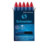 Schneider One Change - Cartuccia per penna roller One Change, 1 x 5 pezzi, colore: Rosso