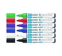 Schneider Paint-It 120295 - Pennarelli in acrilico, 4 mm, 6 pezzi, colori assortiti