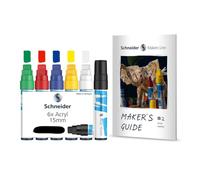 Schneider Paint-It - Set di 6 matite acriliche (1, 15 mm di larghezza, colori acrilici ad alta copertura per legno, tela, pietra e molto altro ancora)