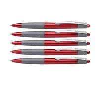 Schneider - Penna a sfera LOOX, tratto M, confezione da 5, colore: Rosso