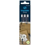 Schneider Pictus Fineliner (spessore tratto 0,3, 0,5 e 0,7 mm, fodera in pigmetetro per documenti, punta rivestita in metallo, alloggiamento in 85% plastica riciclata), colore nero, confezione da 3