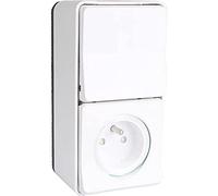 Schneider - Presa + interruttore combinati - Bianco - Montaggio esterno - Stagno - Mureva