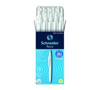 Schneider Reco 131849 - Penna a sfera M (media), ricaricabile e retrattile, fusto bianco, confezione da 20 penne, inchiostro nero