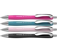 Schneider Slider Rave XB 132564 - Penna a sfera (edizione speciale limitata, 1 x nero, rosa accesa, perla, Made in Germany) 4 pezzi, colore: Blu