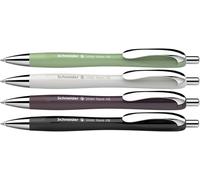 Schneider Slider Rave XB 132684 - Penna a sfera (edizione speciale limitata, 1 x verde organico, grigio argento, plum, nero, Made in Germany) 4 pezzi, colore: Blu