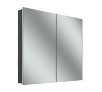 Schneider STYLE TW Armoire de toilette avec éclairage LED, 2 portes, 81,5x71,5x12cm, 194.080.01.41, 194.080.01.41, Versione: CH standard/ nero corpo opaco, pannello posteriore a specchio