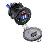 Schnellladegerät Auto - USB C & USB A Adapter Mit Digitalem Display | 12 V-24 V Kfz Ladestecker Für Handy, Tablet & Navigation | Kompakt Für LKW, Wohnmobil & Boot, ABS-PVC, Schwarz