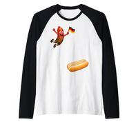Schnitzel Che Salta in Un panino Oktoberfest Schnitzel Divertente Maglia con Maniche Raglan