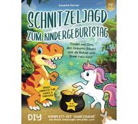 Schnitzeljagd zum Kindergeburtstag: 4 bis 6 Jahre | Findet mit Dino den Einhorn-Schatz, löst die Rätsel und Spiele ratz-fatz! DIY Komplett-Set Schatzsuche inkl. Rätsel, Einladungen, Urkunden u.v.m.