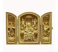 Schnitzskulptur Legno Cartone Sacrario Intaglio Immagine Buddha Statue Sankai Budda Budda Budda Mini Mini Buddha Guardiano Priest Figura,Beige