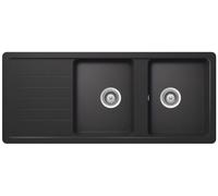 SCHOCK Lavello 2 Vasche + Goccciolatoio Reversibile, Linea ELEMENT D200, 116X50 cm, Cristalite Antrancite - ELED200A51N