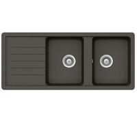 SCHOCK Lavello 2 Vasche + Goccciolatoio Reversibile, Linea ELEMENT D200, 116X50 cm, Cristalite Asphalt - ELED200A43N