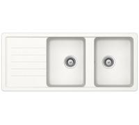 SCHOCK Lavello 2 Vasche + Goccciolatoio Reversibile, Linea ELEMENT D200, 116X50 cm, Cristalite Bianco Assoluto - ELED200A01N