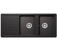 SCHOCK Lavello 2 Vasche + Goccciolatoio Reversibile, Linea ELEMENT D200, 116X50 cm, Cristalite Nero Assoluto - ELED200A13N