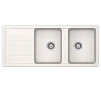 SCHOCK Lavello 2 Vasche + Gocciolatoio, Linea Toledo D200, 116X50 cm, Cristadur Premium, Bianco puro - TOLD200A99