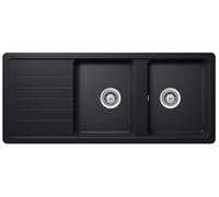 SCHOCK Lavello 2 Vasche + Gocciolatoio, Linea Toledo D200, 116X50 cm, Cristadur Premium, Nero puro - TOLD200A84