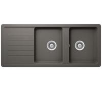 SCHOCK Lavello 2 Vasche + Gocciolatoio, Linea Toledo D200, 116X50 cm, Cristadur Premium, Silverstone - TOLD200A91