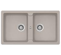 SCHOCK Lavello 2 Vasche, Linea ELEMENT N200, 86X50 cm, Installazione Standard / Sottotop Positivo, Cristalite Grigio Tortora - ELEN200A42