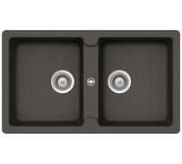 SCHOCK Lavello 2 Vasche, Linea ELEMENT N200, 86X50 cm, Installazione Standard / Sottotop Positivo, Cristalite Asphalt - ELEN200A43