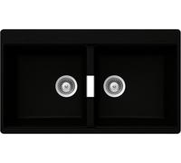 SCHOCK Lavello 2 Vasche, Linea Horizont N200, 86X50 cm, Cristadur Premium, Nero Puro - HONN200A84