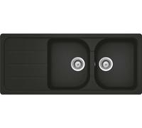 SCHOCK | Lavello Cucina Formhaus D200 2 Vasche con Gocciolatoio, Vasche Reversibili, Materiale Cristalite®, Nero, 1160x500mm