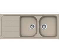SCHOCK | Lavello Cucina Formhaus D200 2 Vasche con Gocciolatoio, Vasche Reversibili, Materiale Cristalite®, Avena, 1160x500mm