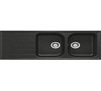 SCHOCK | Lavello Cucina Lithos D200 2 Vasche con Gocciolatoio, Vasca Reversibile, Materiale Cristalite®, Antracite, 1160x500mm