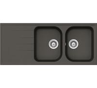 SCHOCK | Lavello Cucina Lithos D200 2 Vasche con Gocciolatoio, Vasca Reversibile, Materiale Cristalite®, Colore Asphalt, 1160x500mm