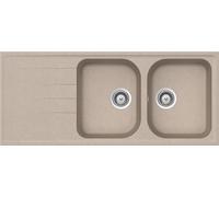 SCHOCK | Lavello Cucina Lithos D200 2 Vasche con Gocciolatoio, Vasca Reversibile, Materiale Cristalite®, Color Avena, 1160x500mm