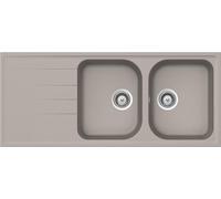 SCHOCK | Lavello Cucina Lithos D200 2 Vasche con Gocciolatoio, Vasca Reversibile, Materiale Cristalite®, Grigio Tortora, 1160x500mm