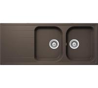 SCHOCK | Lavello Cucina Lithos D200 2 Vasche con Gocciolatoio, Vasca Reversibile, Materiale Cristalite®, Mocha, 1160x500mm